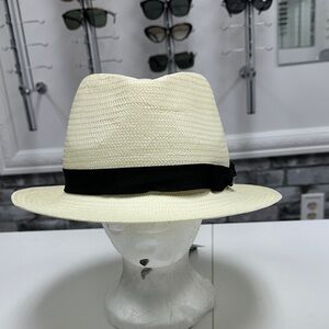 Classic Cream Fedora Hat with Black Band